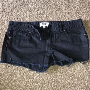 PINK  black jean shorts